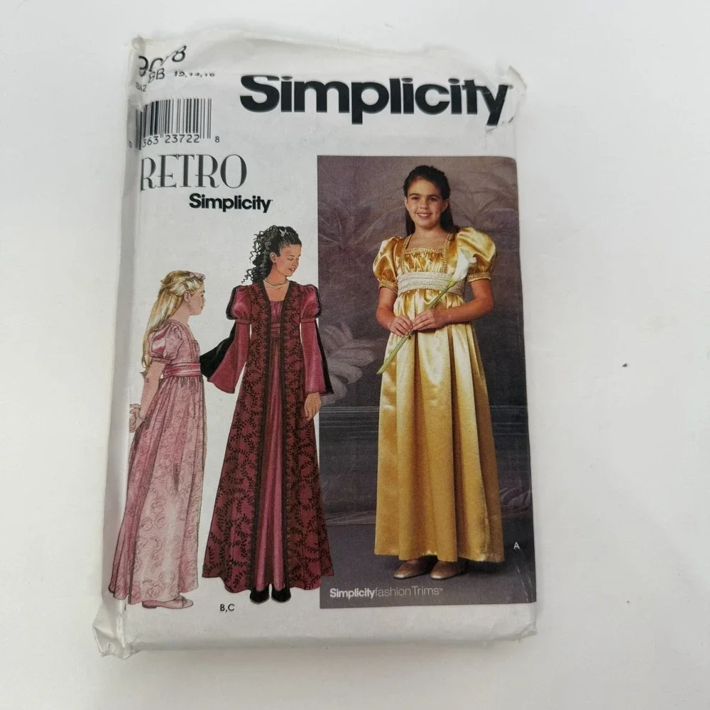 Simplicity Sewing Pattern 9078 Dress Vest Renaissance Medieval Girls 12-16
